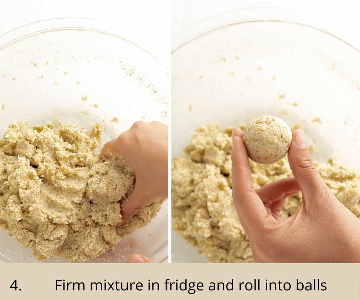 rolling cream cheese mixture into balls