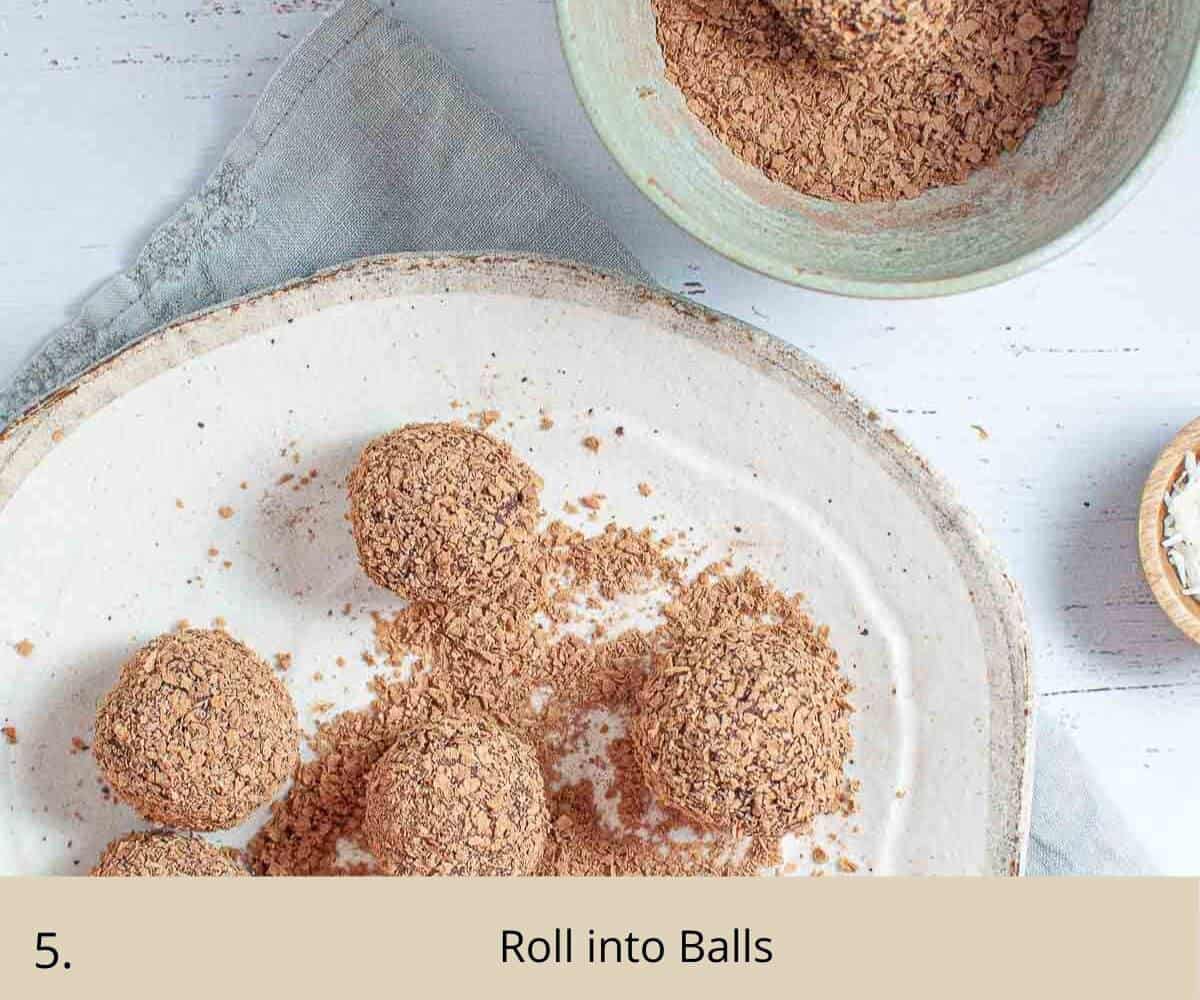 Rolling weetbix balls in weetbix dust