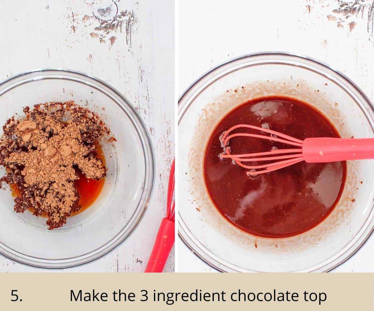 making 3 ingredient chocolate top for weetbix slice