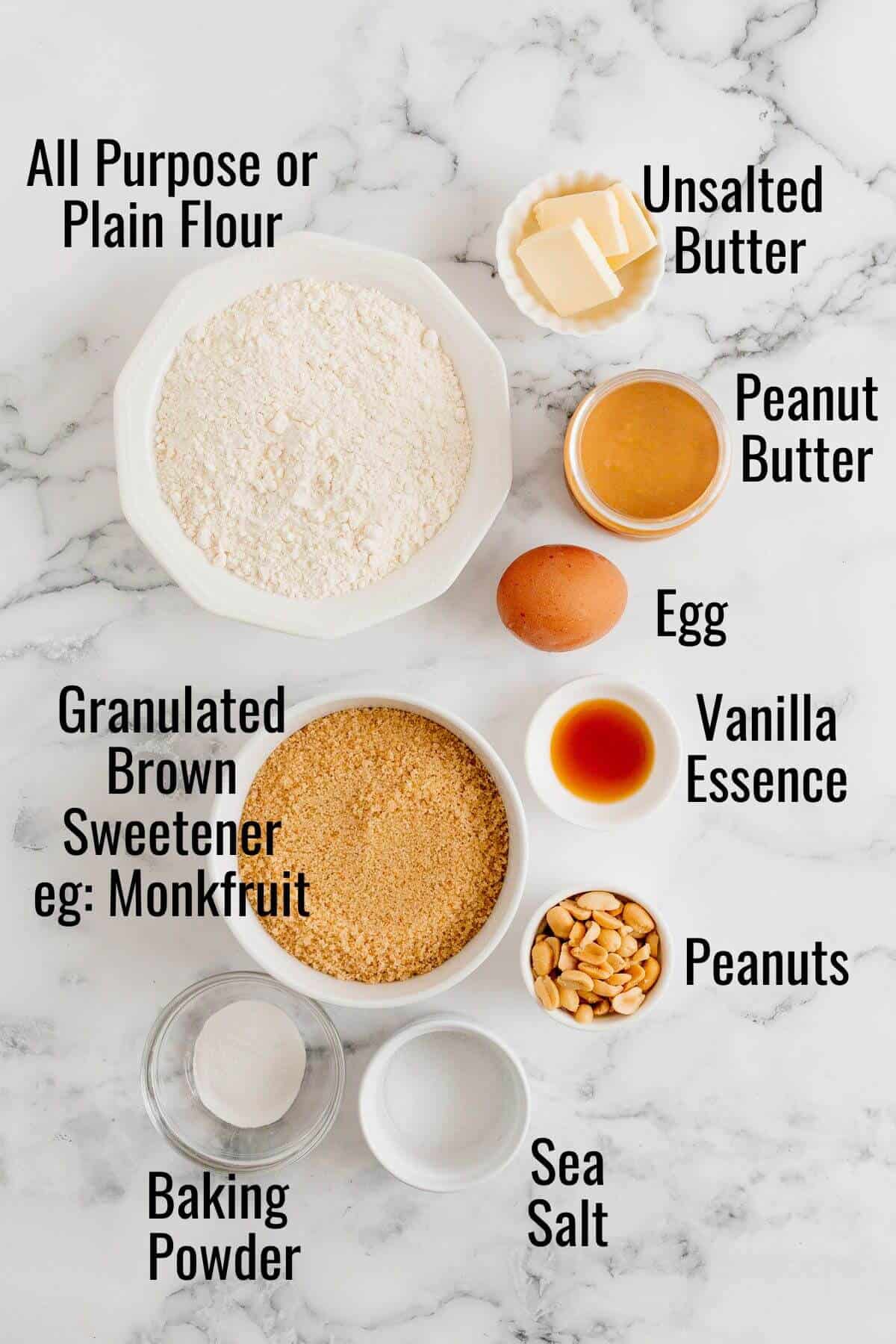 Ingredients for peanut butter blondies recipe