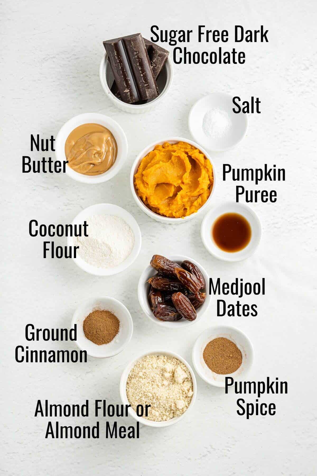 Ingredients needed to make dark chocolate pumpkin truffles