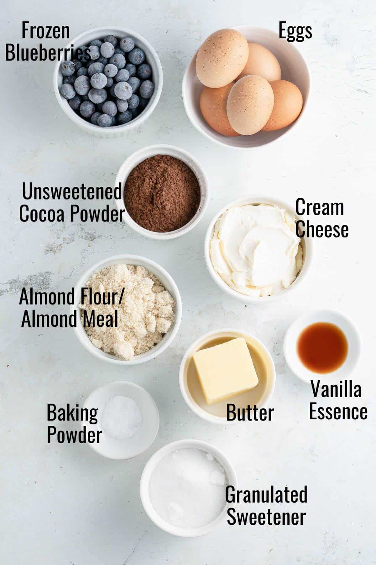 ingredients for fudgy cheesecake brownies