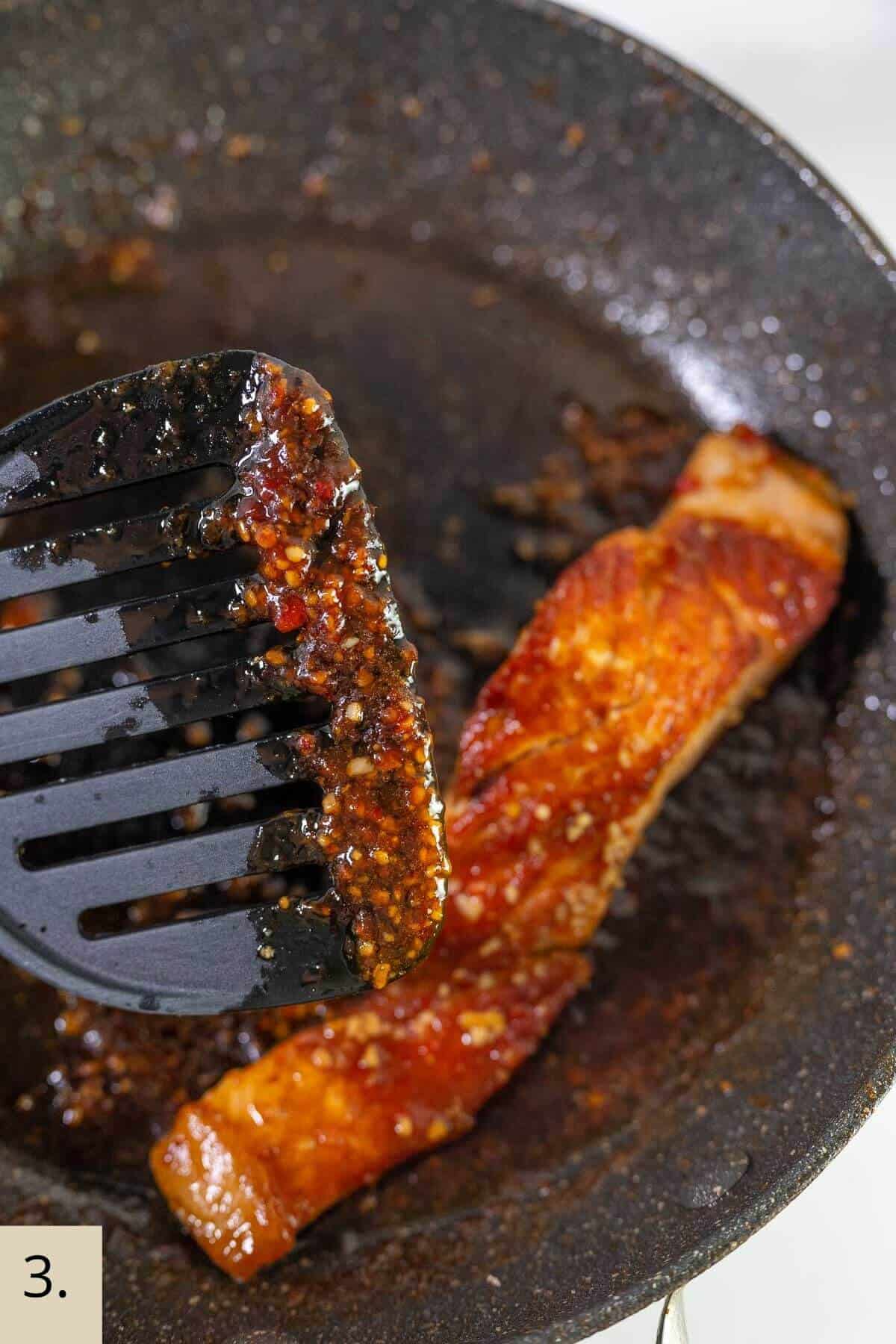 sweet chili glaze on a spatula