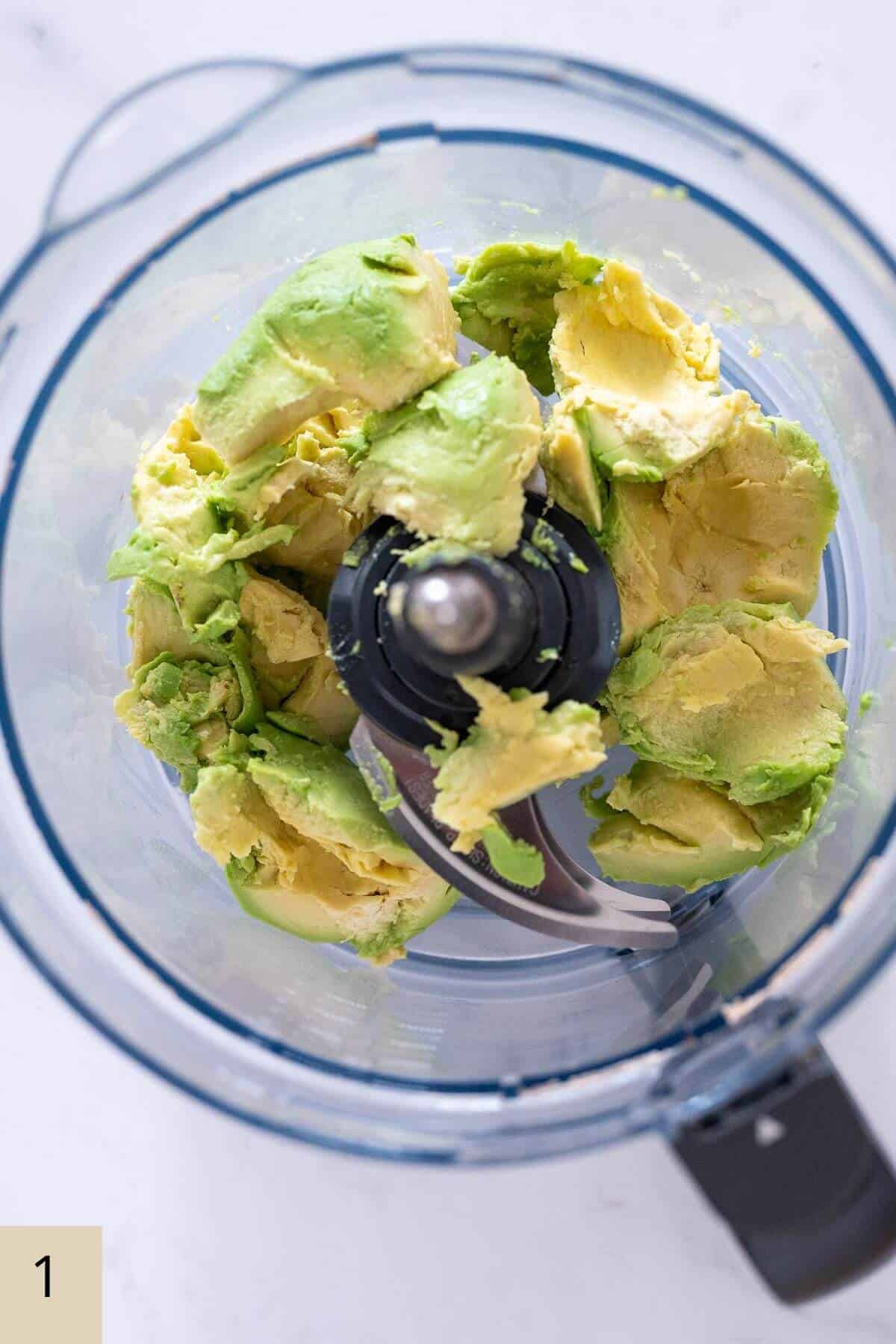 Avocado in a food processor