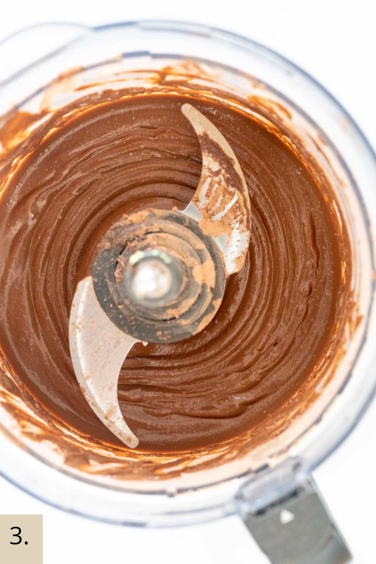 chocolate avocado pudding mousse mixture in food processor