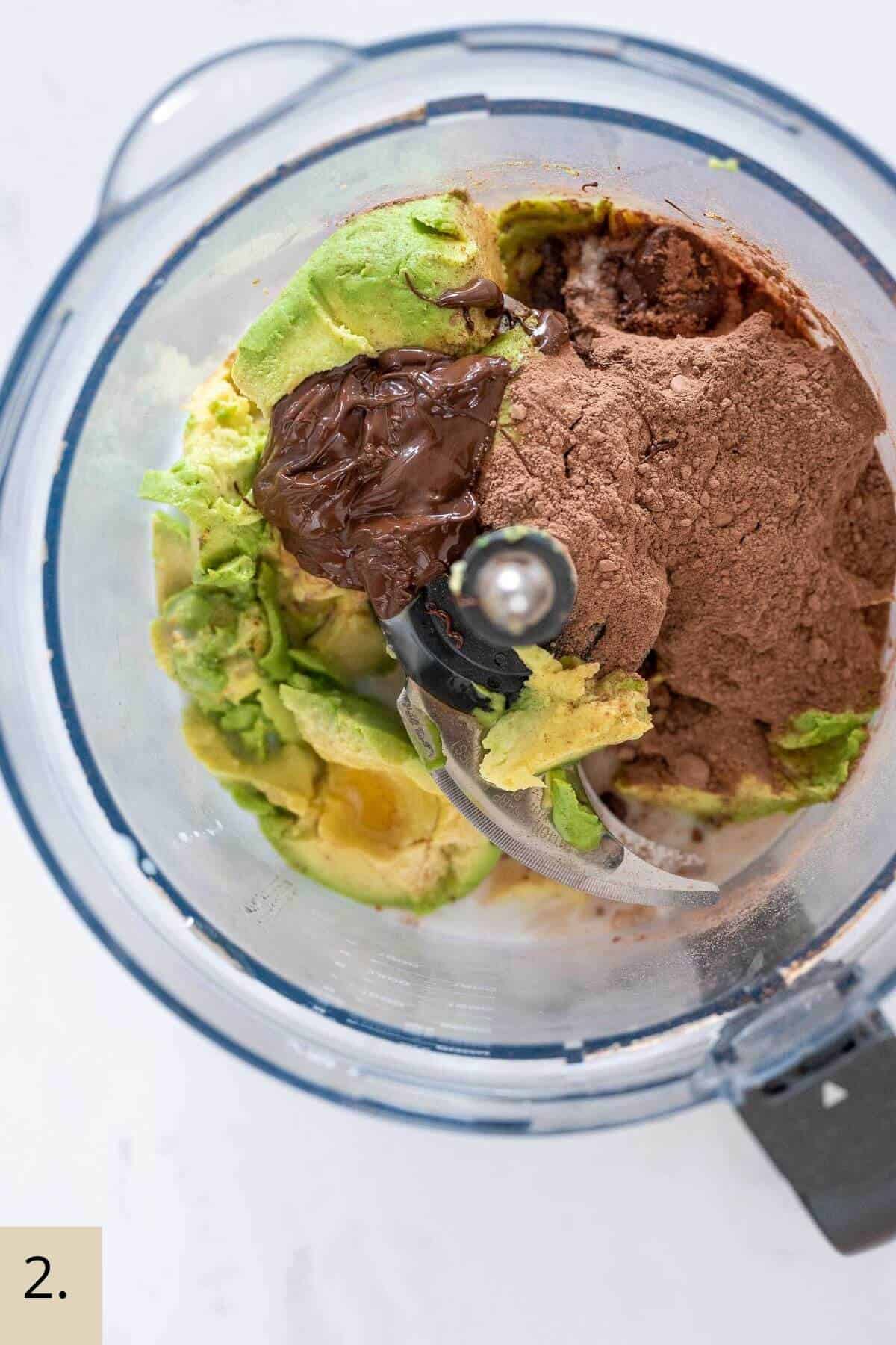 avocado pudding mousse before blitzing in food processor