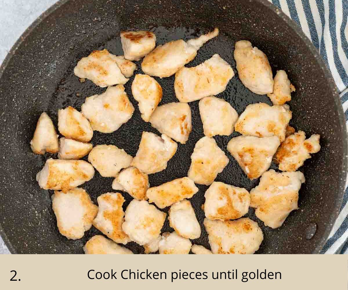 Cooking chicken pieces in a skillet