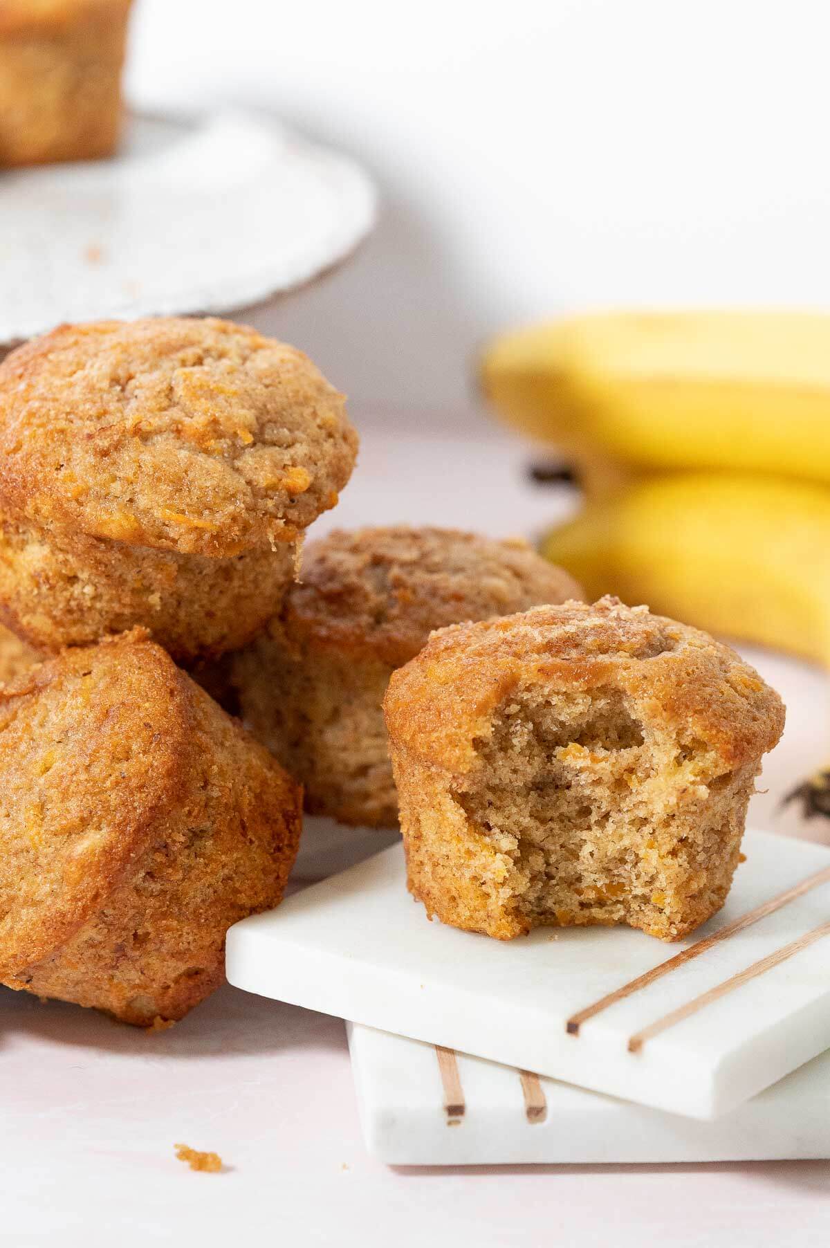 banana muffins on serving platter