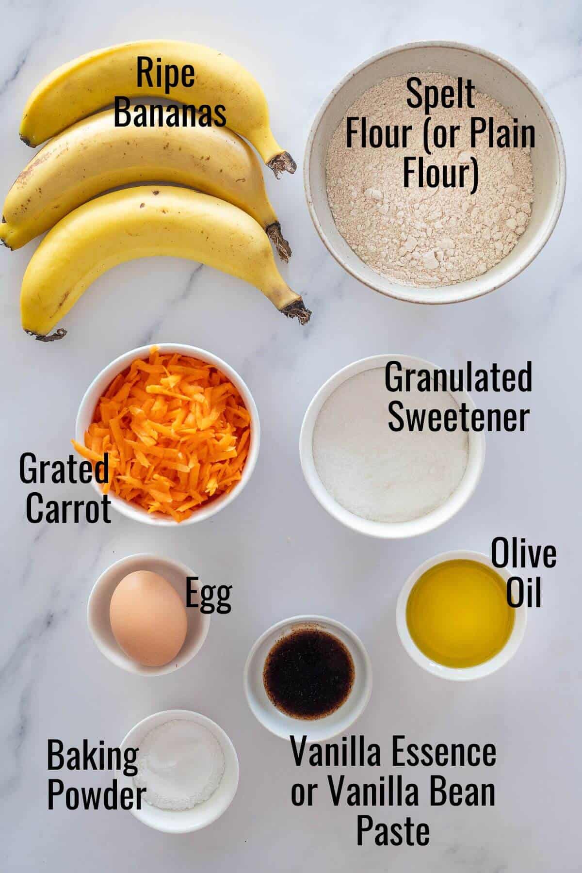 Banana carrot muffin ingredients