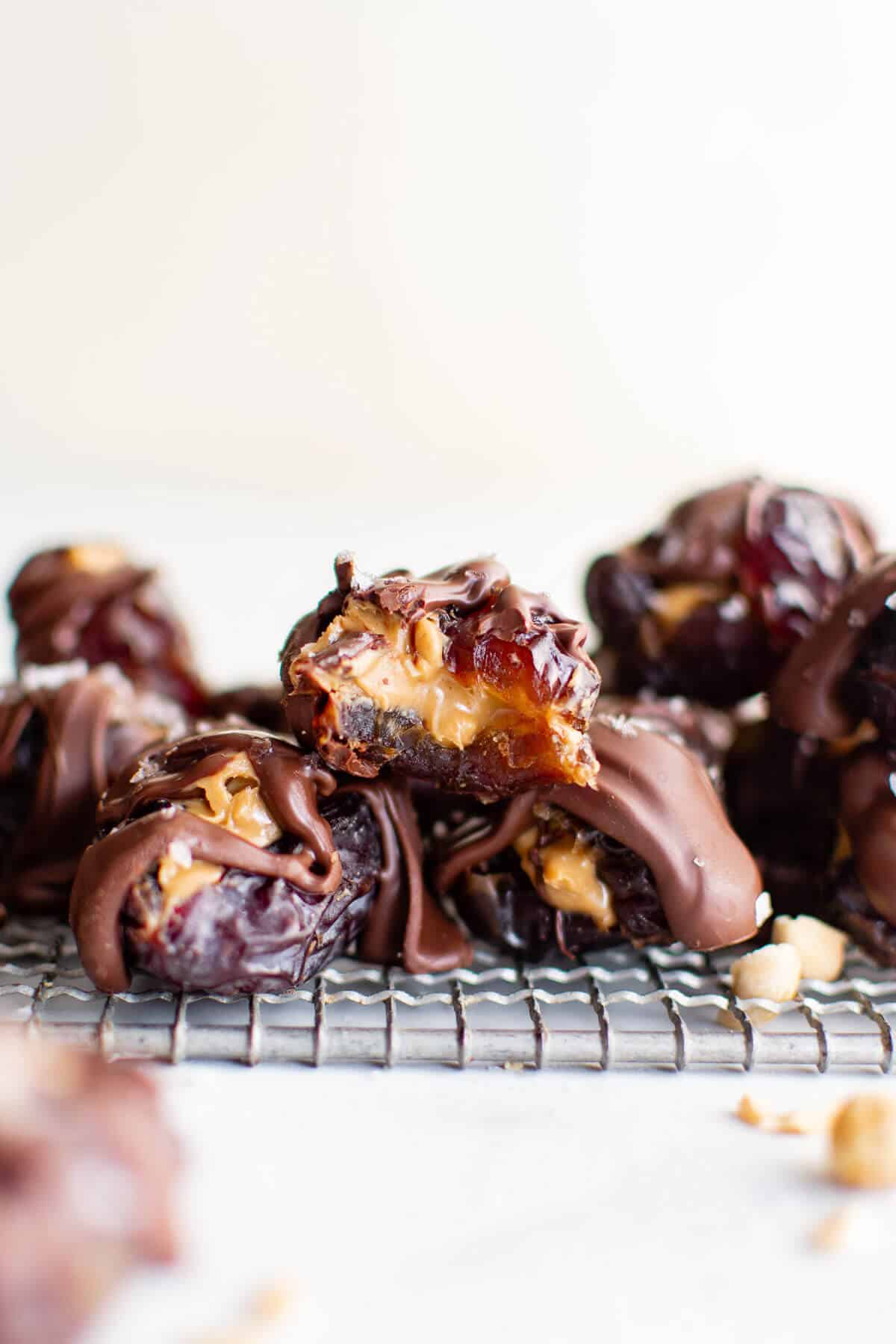 medjool dates with peanut butter oozing gout