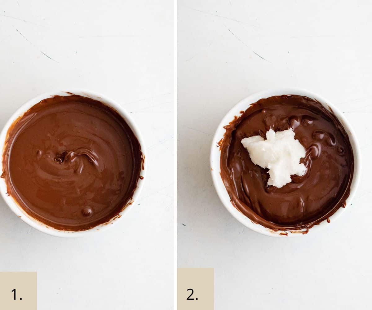 melting chocolate and coconut oil in a bowl