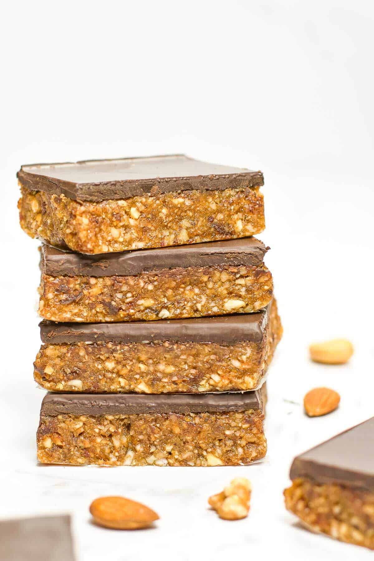 a stack of 4 healthy nut and date bars