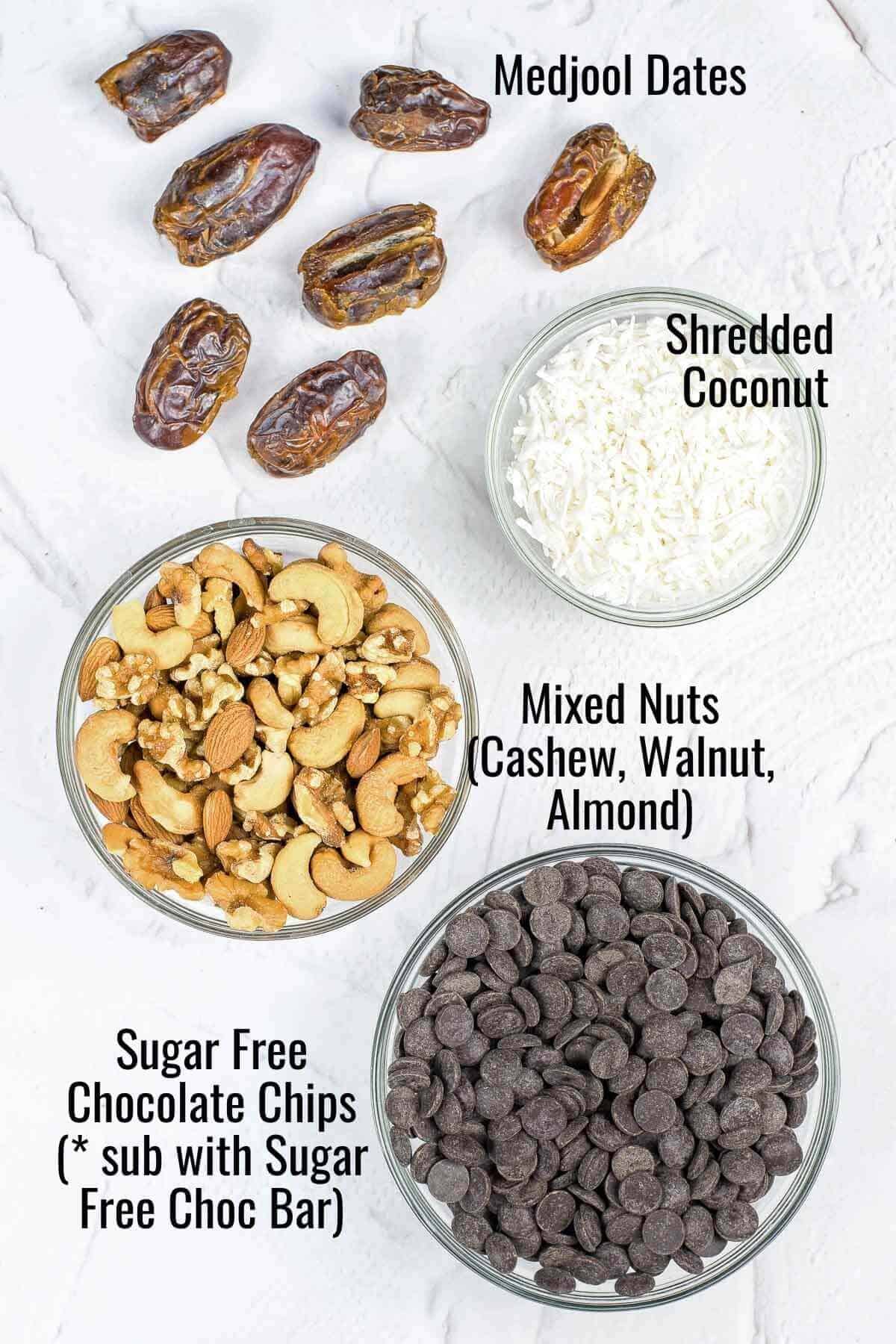 ingredients for date and nut bars
