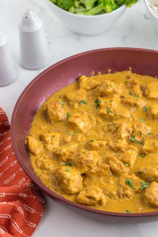 chicken curry in a skillet