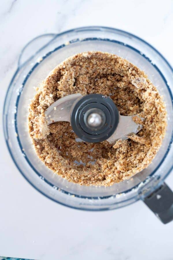 coconut energy ball mixture blitzed in food processor