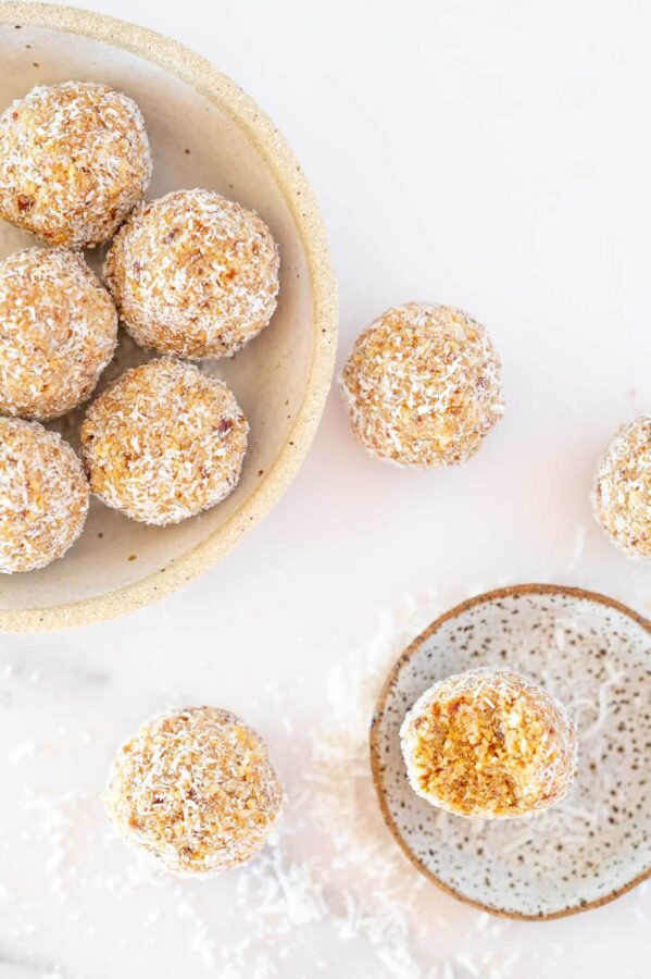 scatter energy balls with coconut