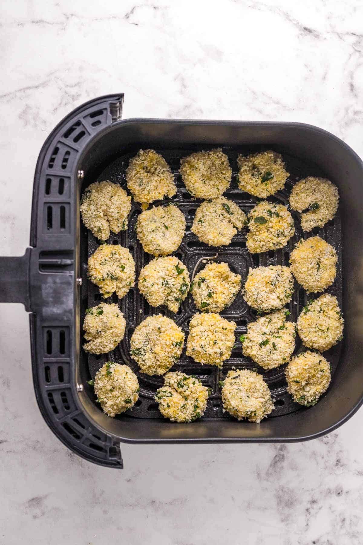 breaded prawns in air fryer basket