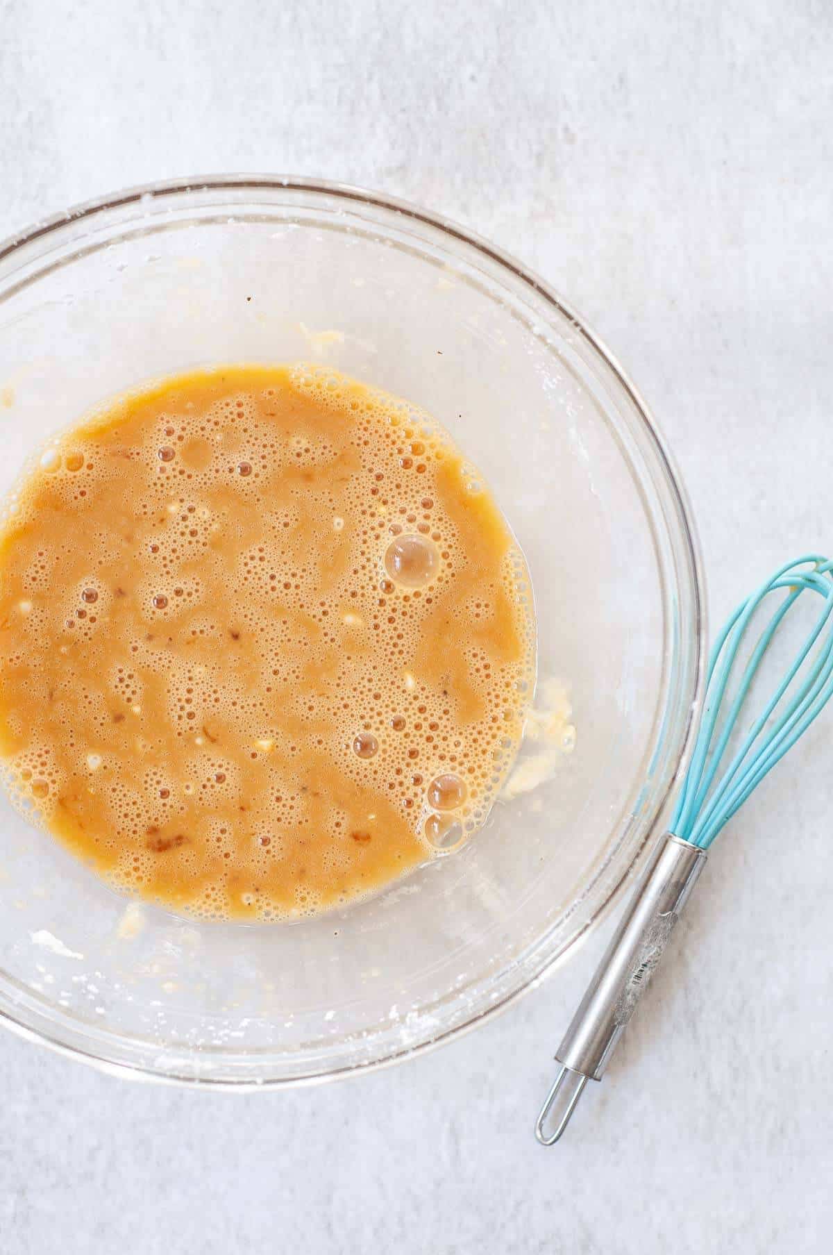 eggs whisked in a bowl