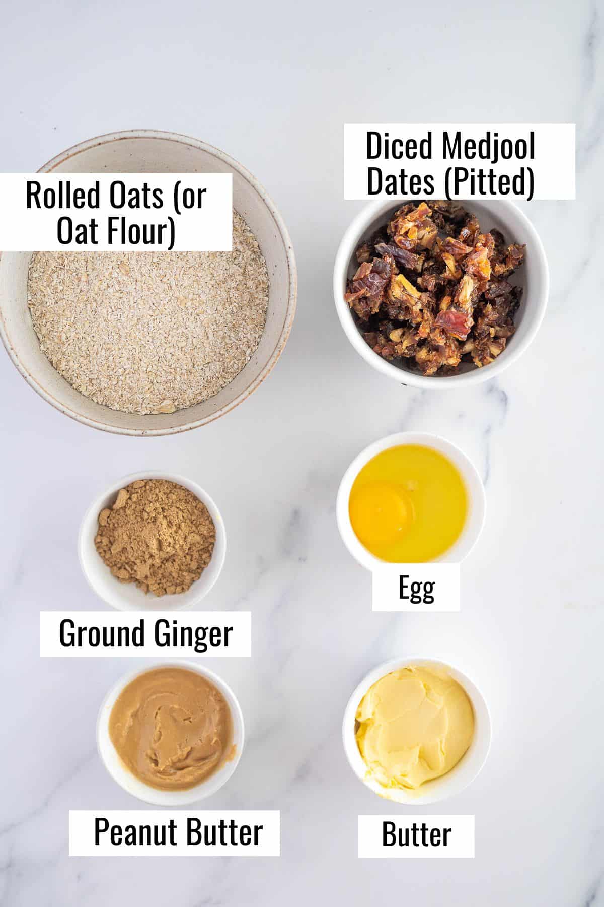 Ingredients for ginger date cookies