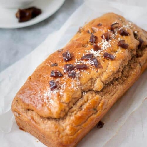 healthy date loaf sitting on parchment paper