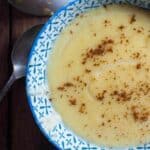 a bowl of sugar free custard with a spoon