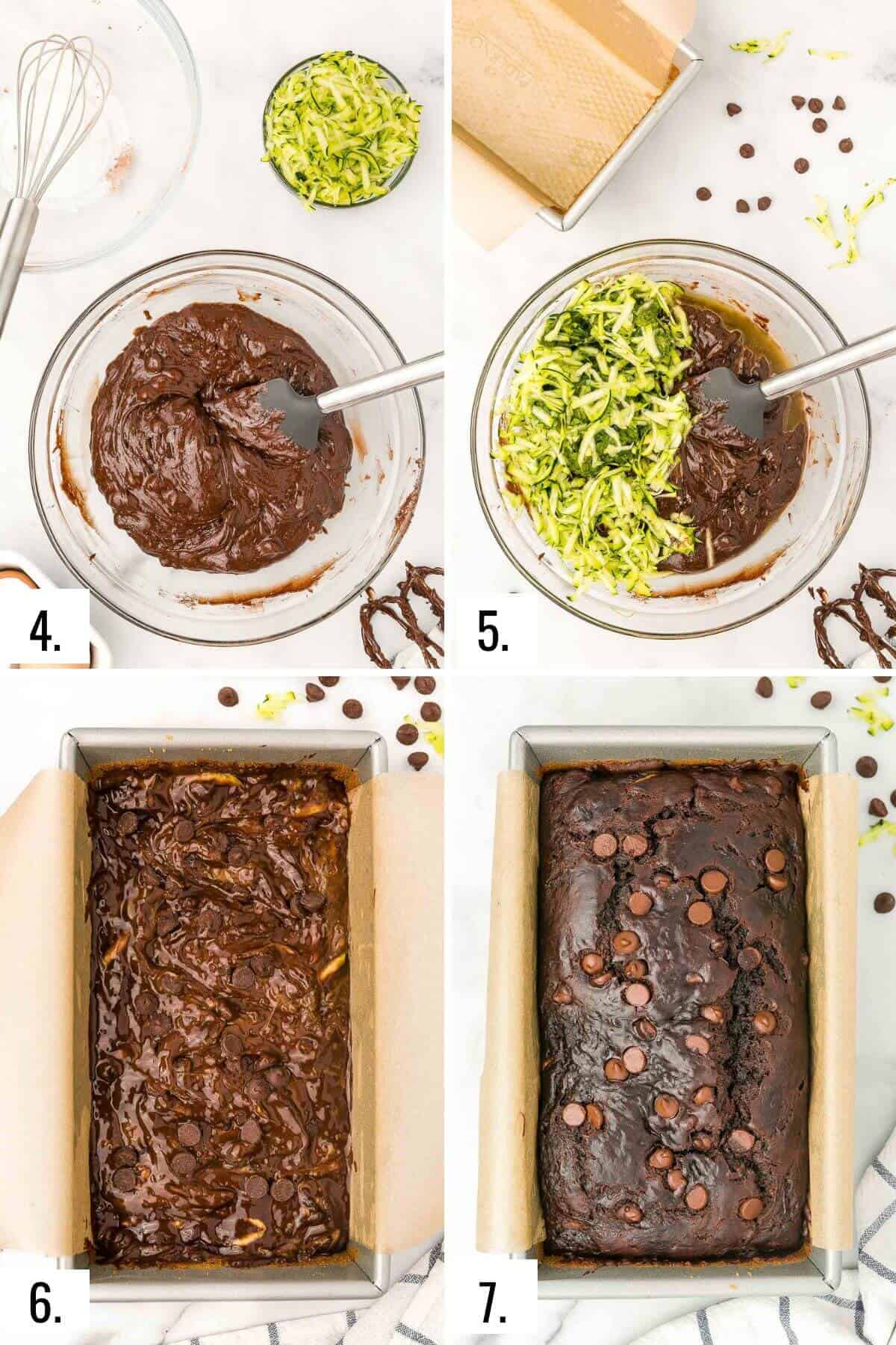 chocolate zucchini bread process shots collage
