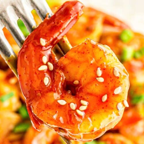single spicy prawn on fork featured image