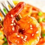 Pinterest pin for gochujang shrimp