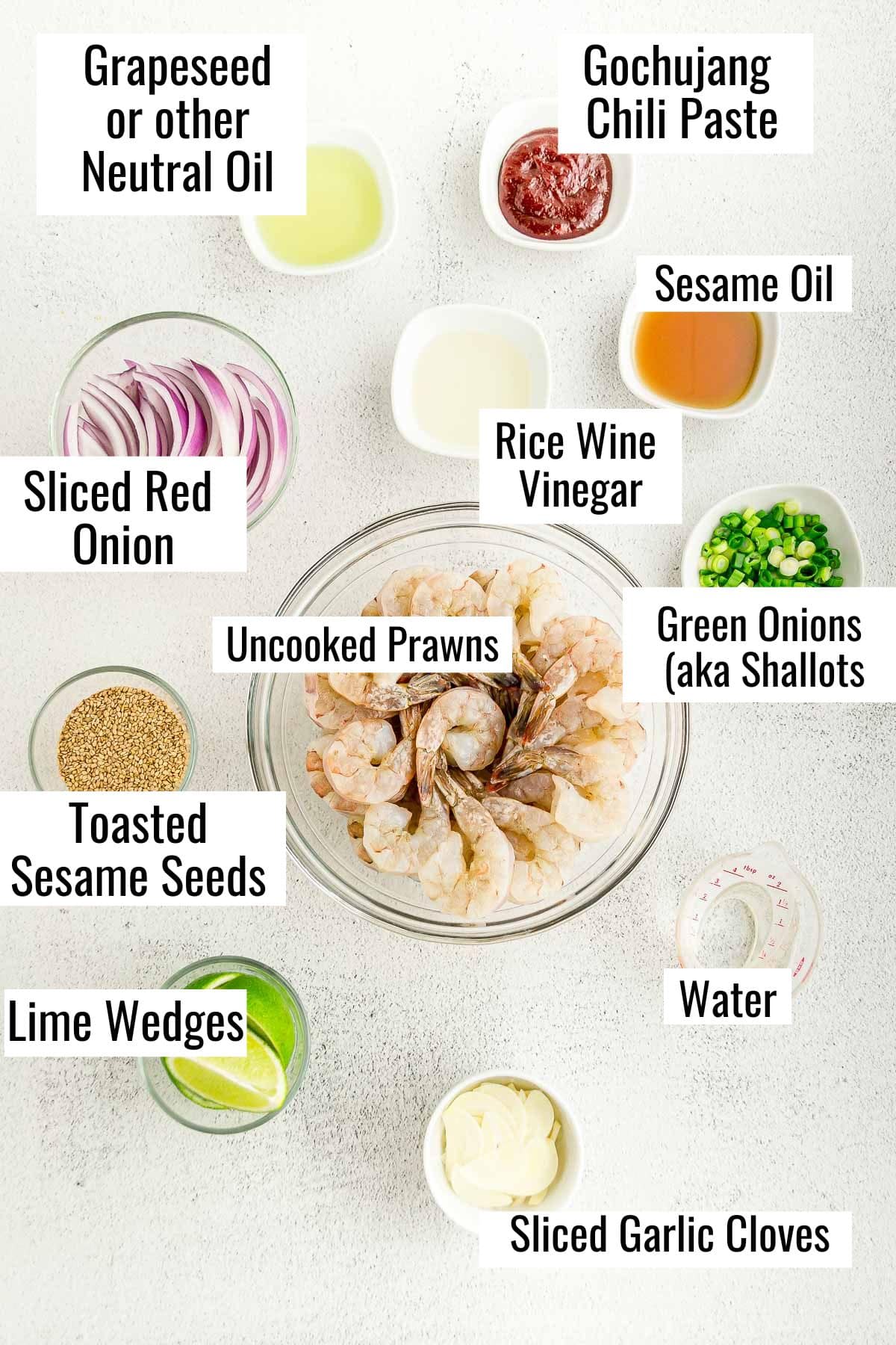 Ingredients needed to make gochujang shrimp