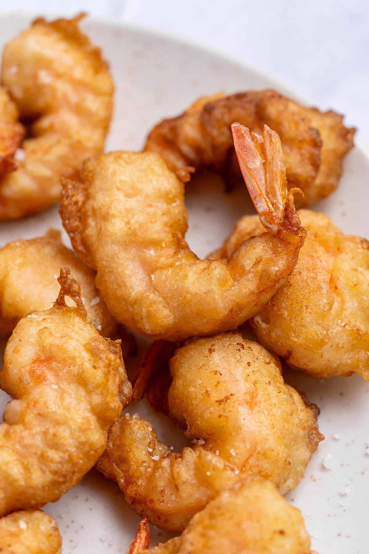 crispy battered tempura shrimp with tails