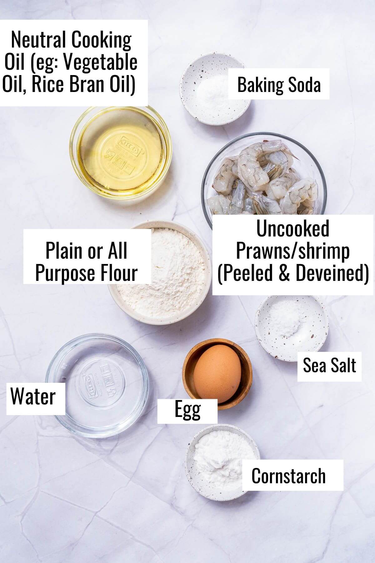 ingredients for tempura battered shrimps