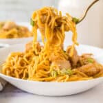 garlic noodles on a fork