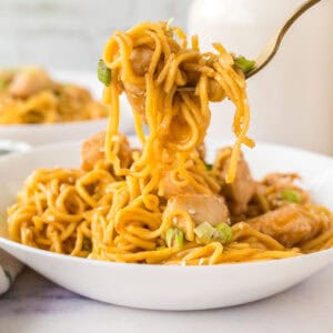 garlic noodles on a fork