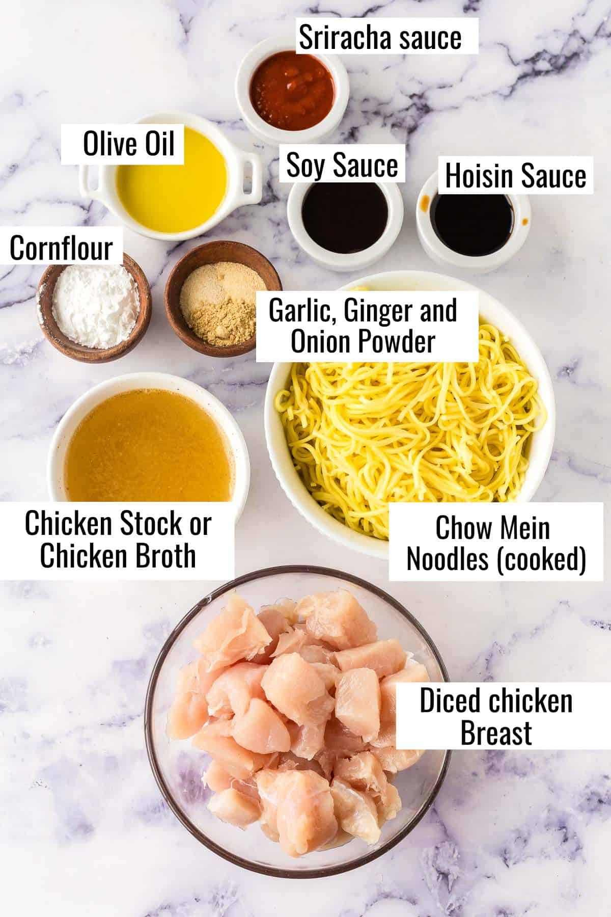 ingredients for garlic chicken noodles
