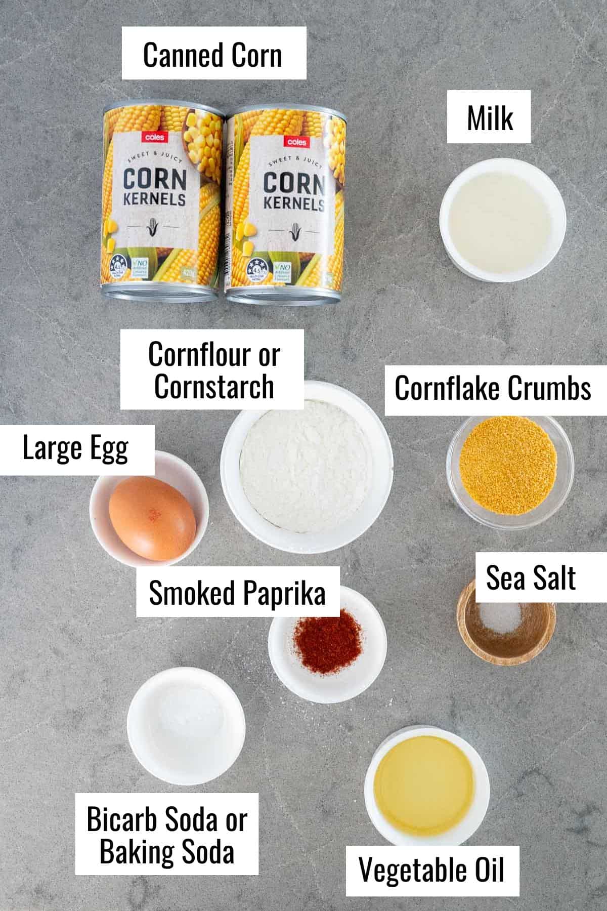 all the ingredients to make corn fritters lower in calories