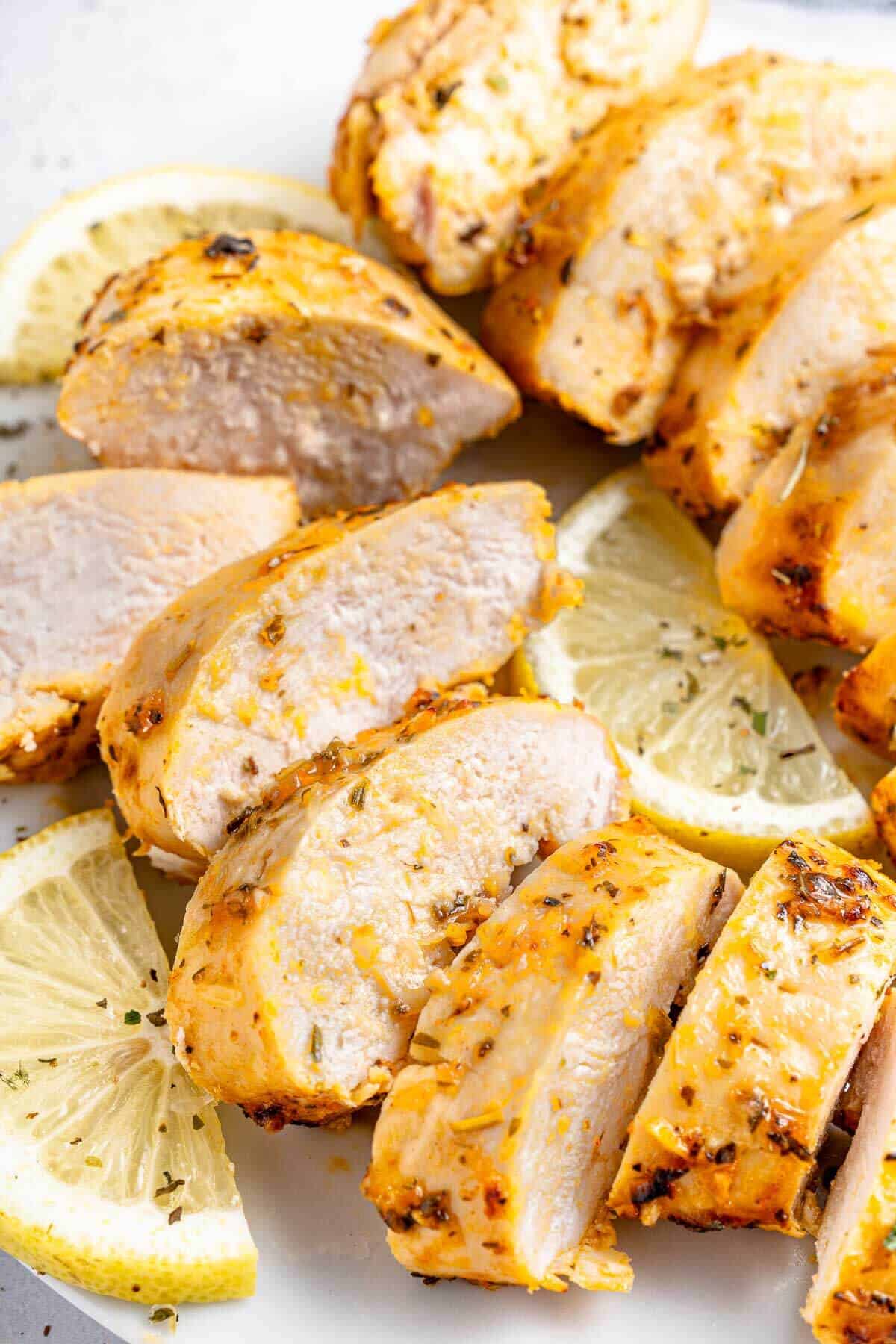 thinly sliced chicken breast that has been air fried